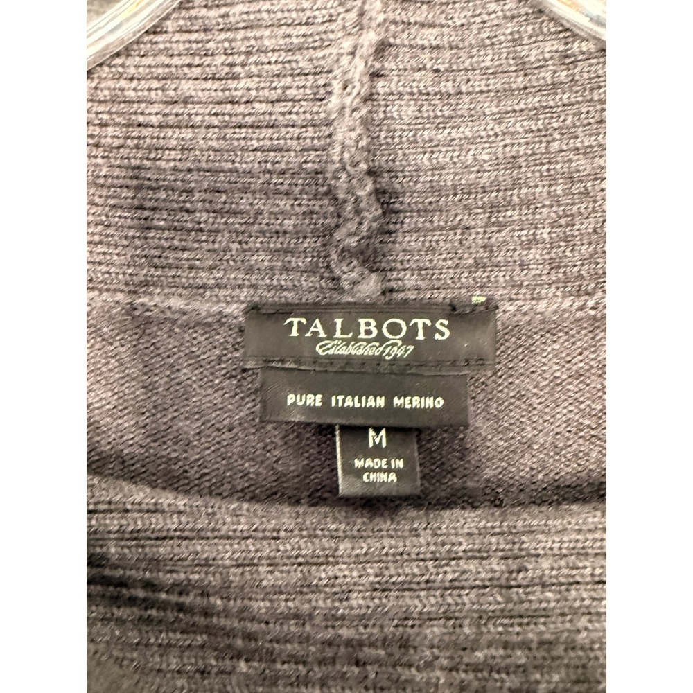 Talbots Pure Italian Merino Wool Blend Sweater Dress Gray Turtleneck Midi Medium - Picture 3 of 12